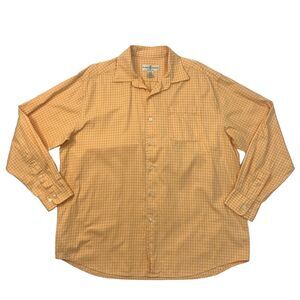 Fairway & Greene Shirt Mens XL School Bus Yellow Check Club Button Up Cotton